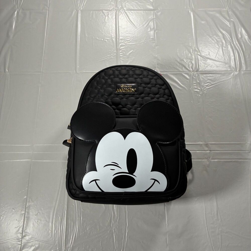 Disney Primark Mickey Mouse Winking Textured 3D Mini Backpack Purse Bag CUTE NWT